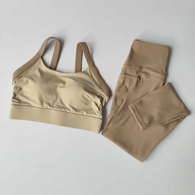 Cross Back Integrated Yoga Set 2PCS Sports