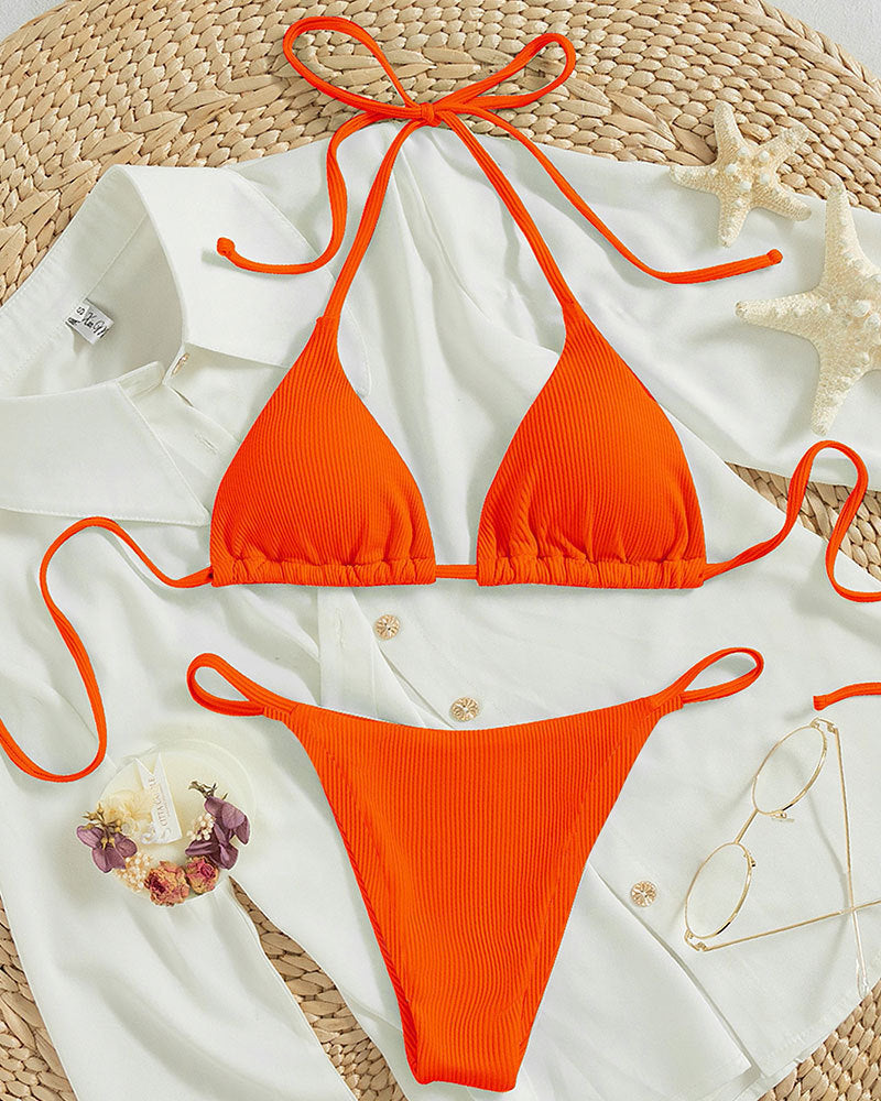 Hanging neck tie bikini