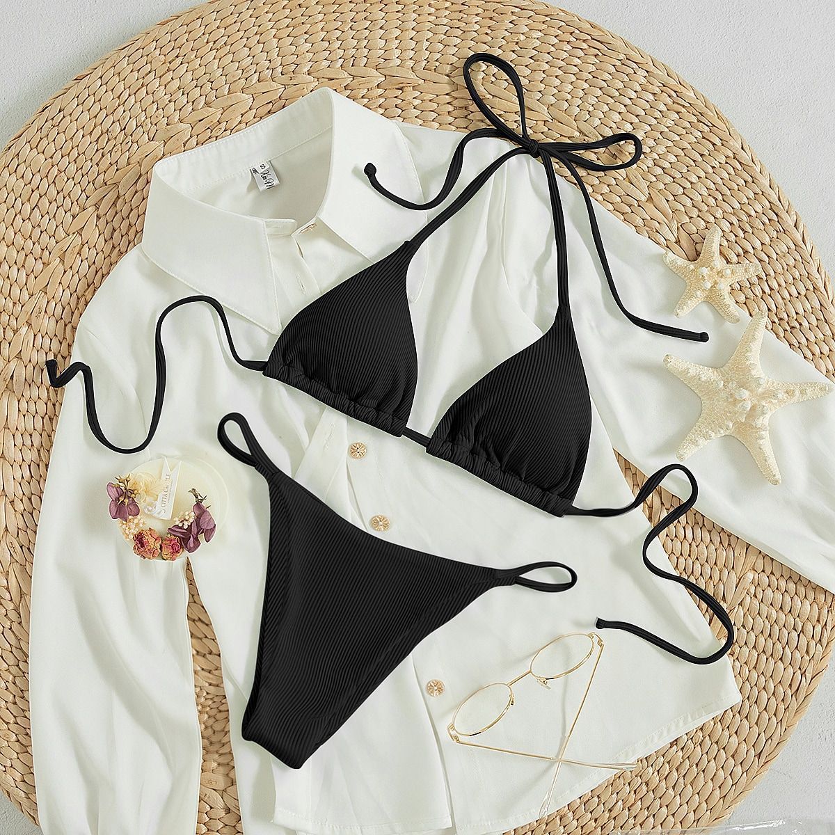 Hanging neck tie bikini