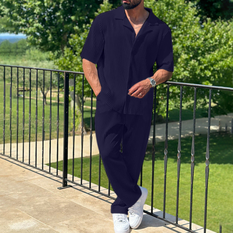 Spring Solid Color Sports Men's Set