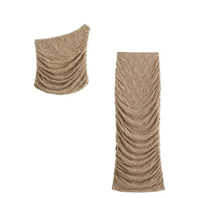 Sequins Long Skirt Sets for Women 2 Pieces