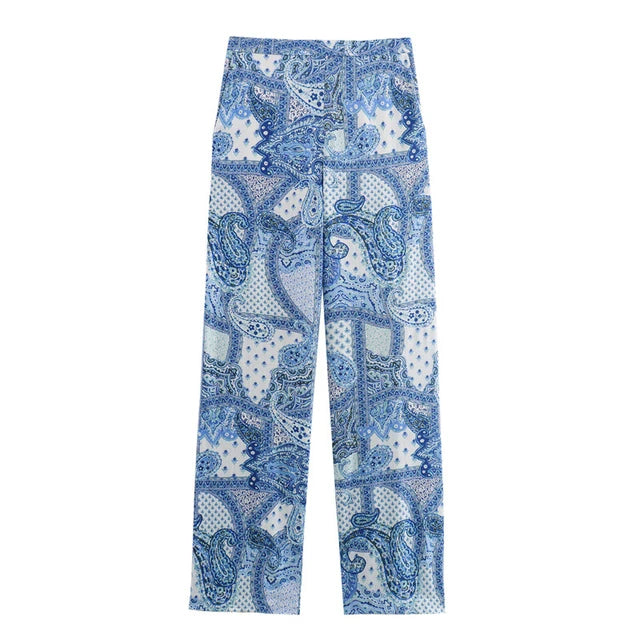 Women Pants Two-piece Print Long