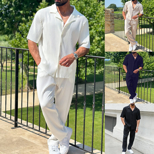 Spring Solid Color Sports Men's Set