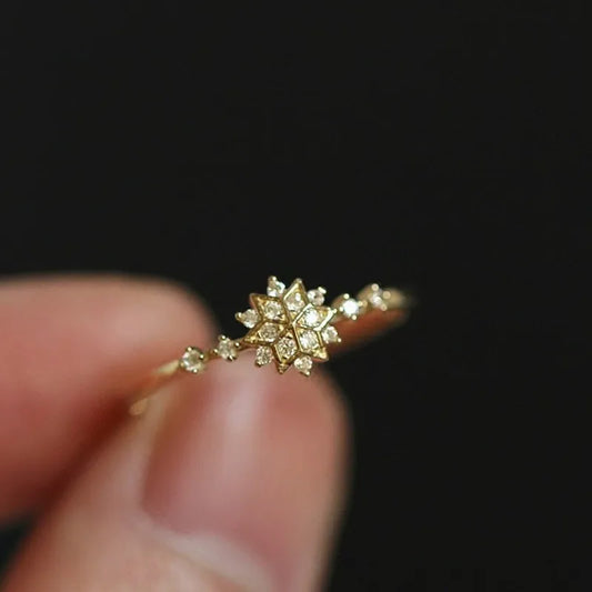 Silver Snowflake Ring Gold