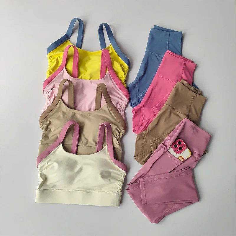 Cross Back Integrated Yoga Set 2PCS Sports