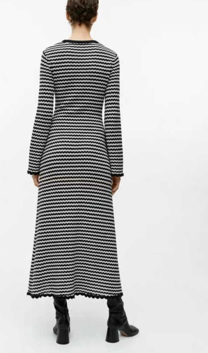 Elegant Workwear Striped Knit Long