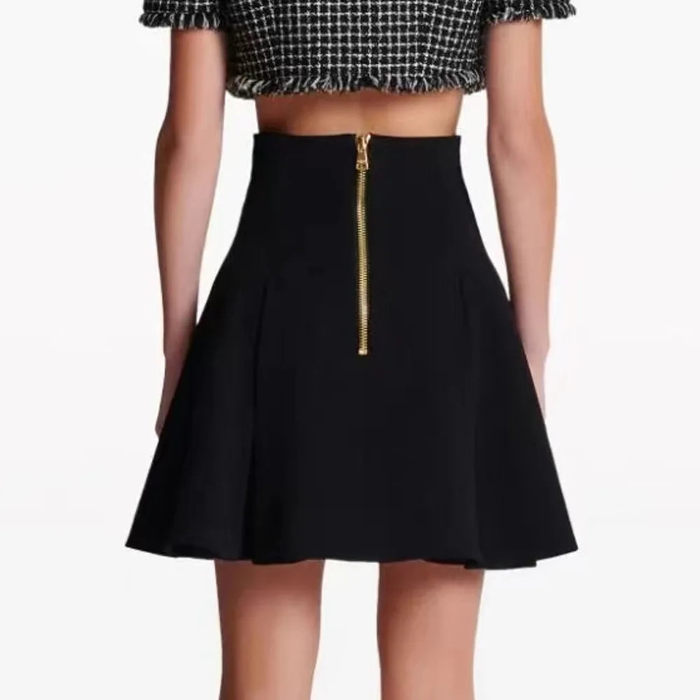 Black All Match breastedLady Mini Skirt