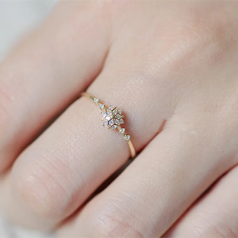 Silver Snowflake Ring Gold