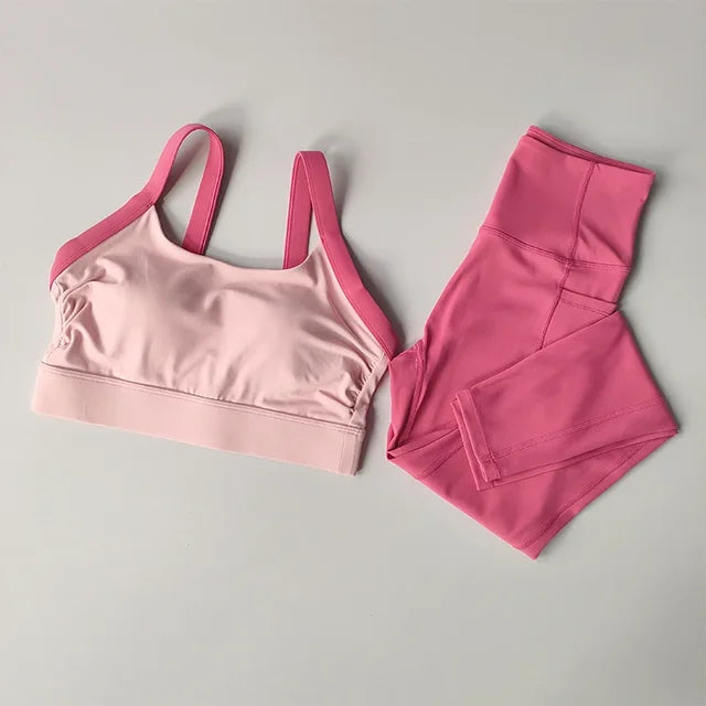 Cross Back Integrated Yoga Set 2PCS Sports