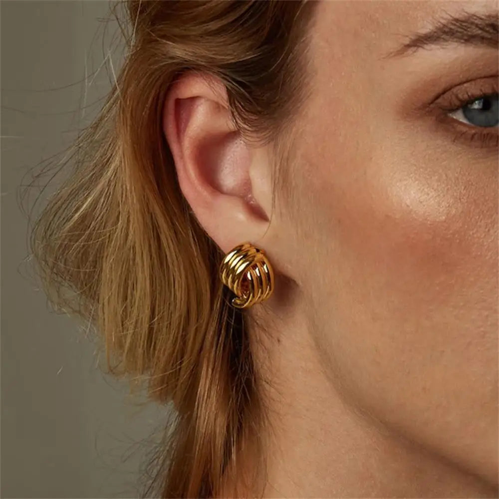 Earrings Gold Plated PVD Chunky