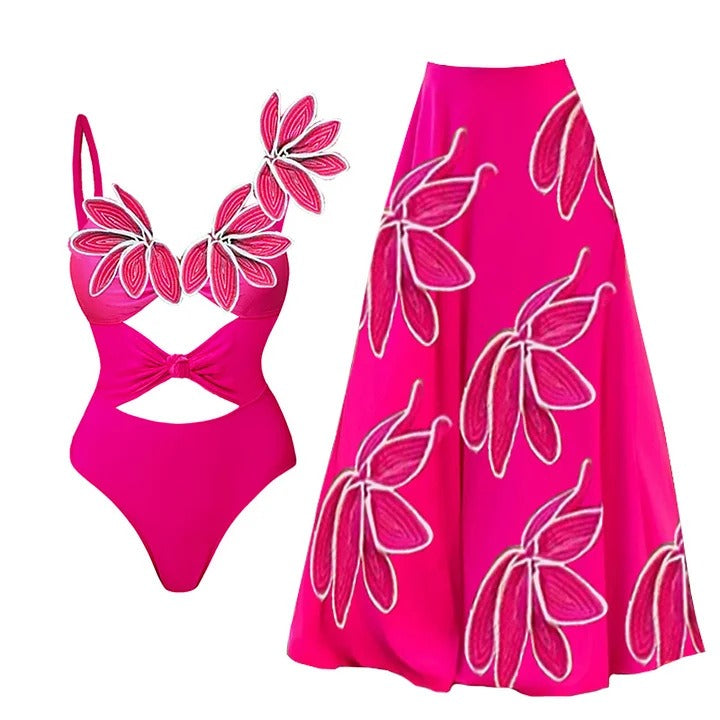 swimwear new petal decoration fluorescent