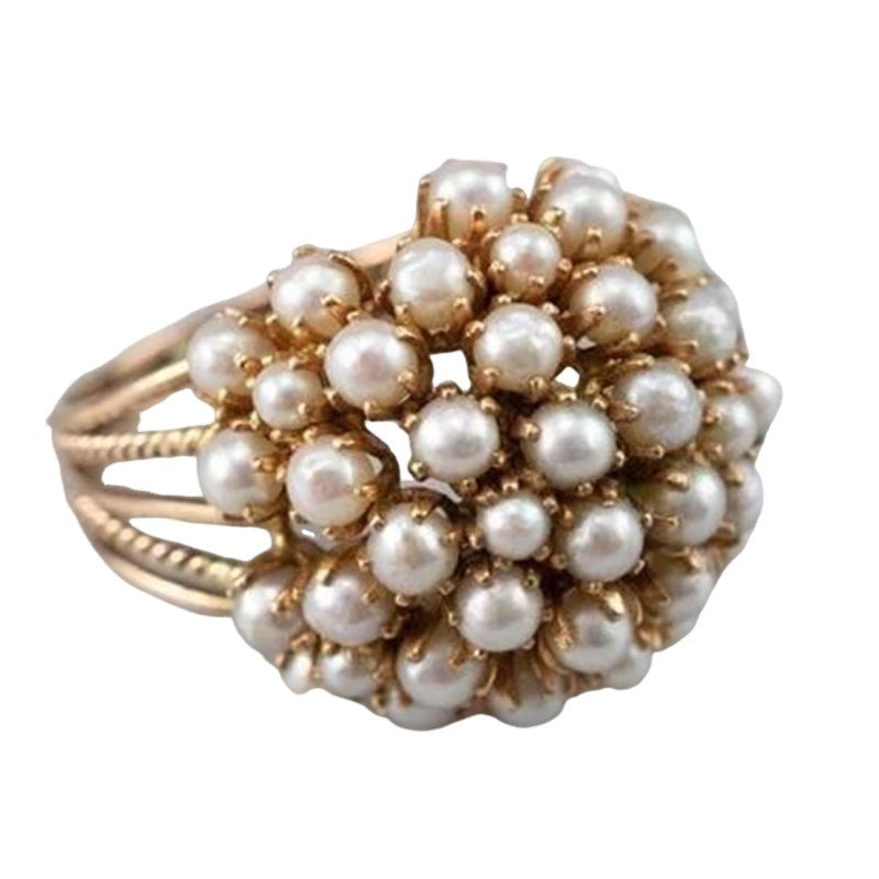 hollowed out pearl ring fashionable