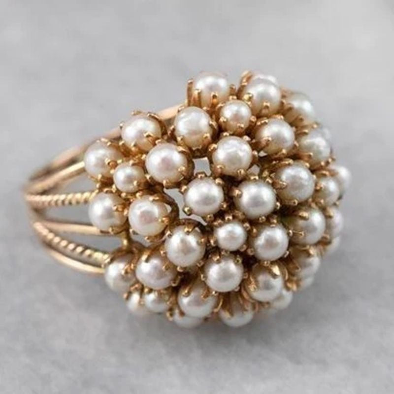 hollowed out pearl ring fashionable