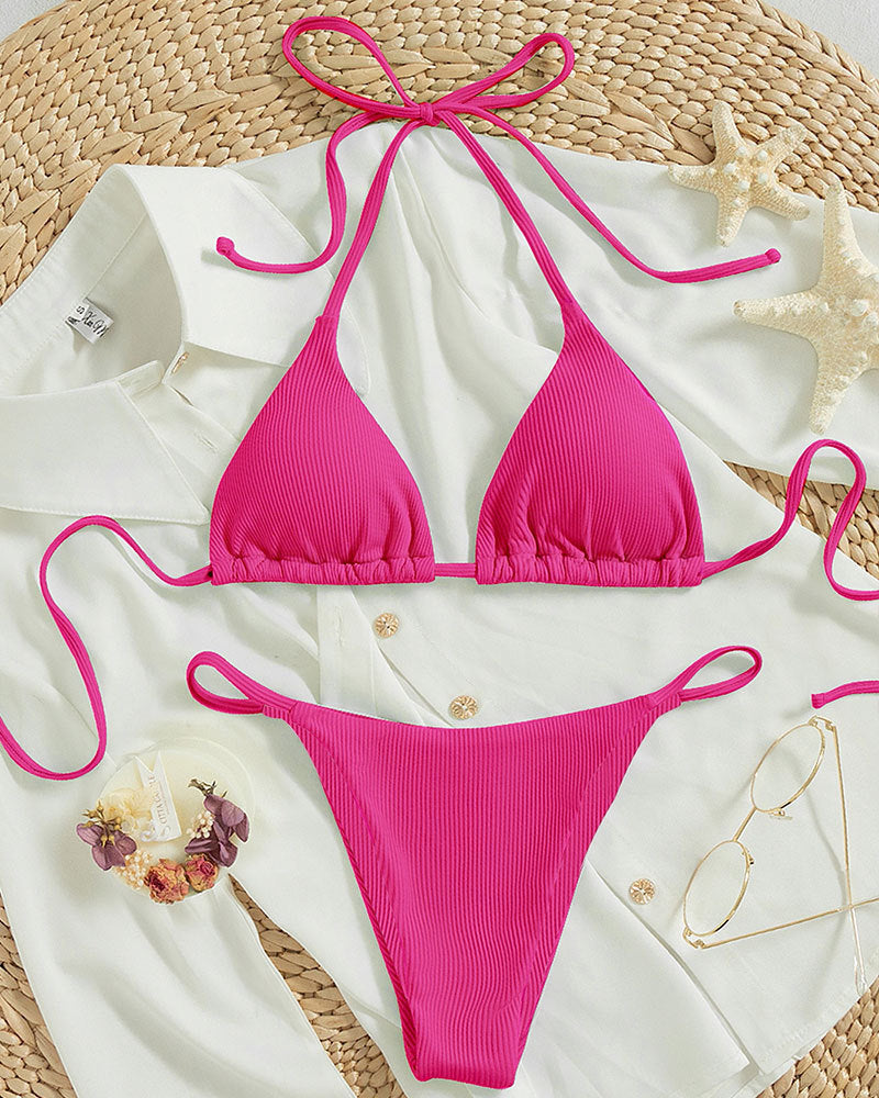 Hanging neck tie bikini