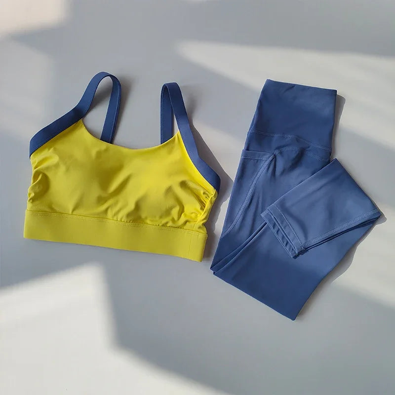 Cross Back Integrated Yoga Set 2PCS Sports