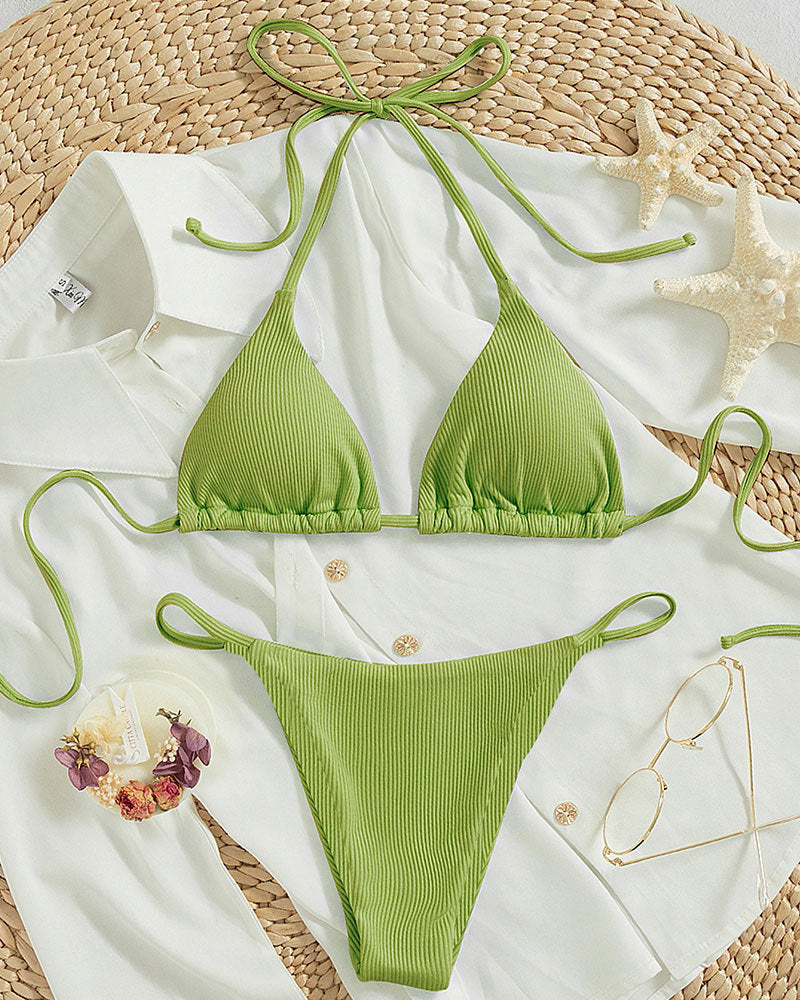 Hanging neck tie bikini