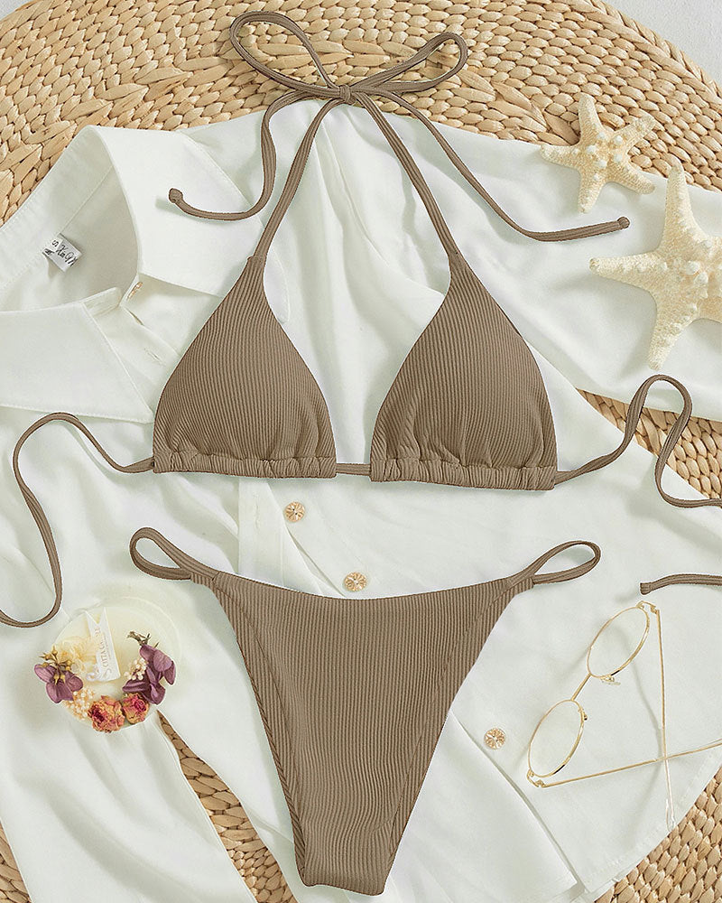 Hanging neck tie bikini