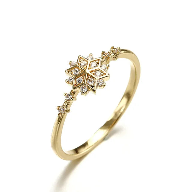 Silver Snowflake Ring Gold