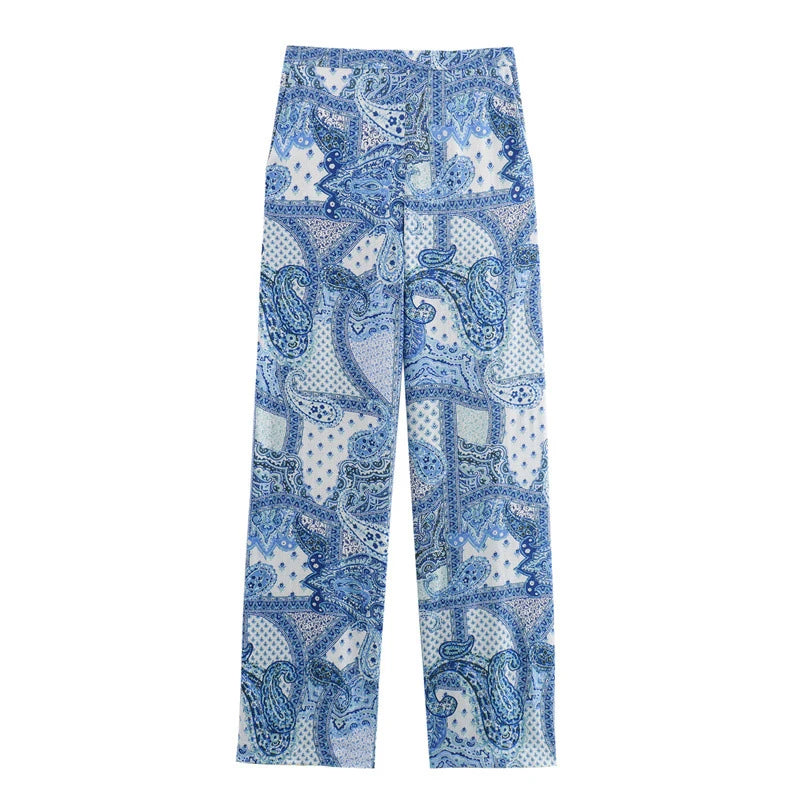 Women Pants Two-piece Print Long