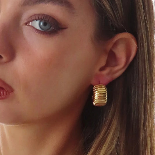 Drop Earrings Gold Plated PVD Chunky