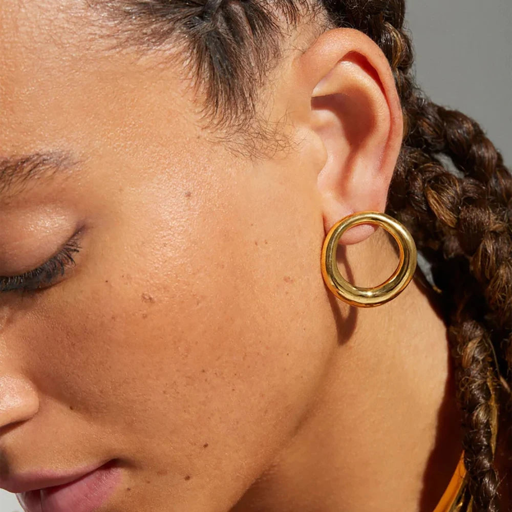 Drop Earrings Gold Plated PVD Chunky