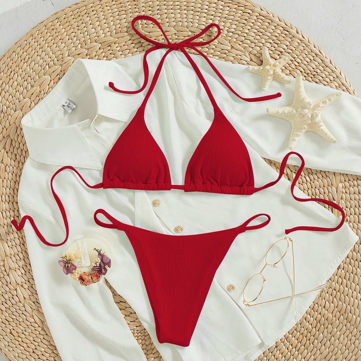 Hanging neck tie bikini