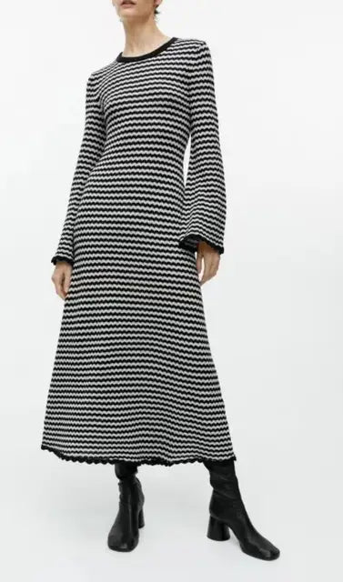 Elegant Workwear Striped Knit Long