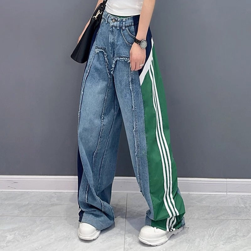 street color blocked patchwork jeans