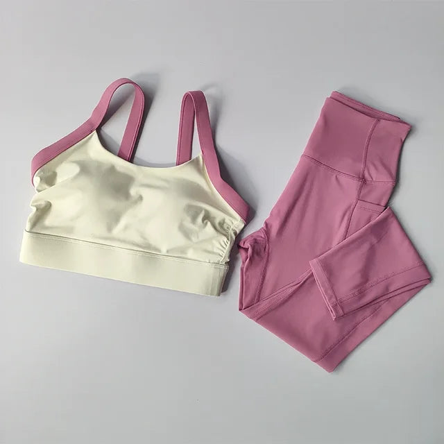 Cross Back Integrated Yoga Set 2PCS Sports