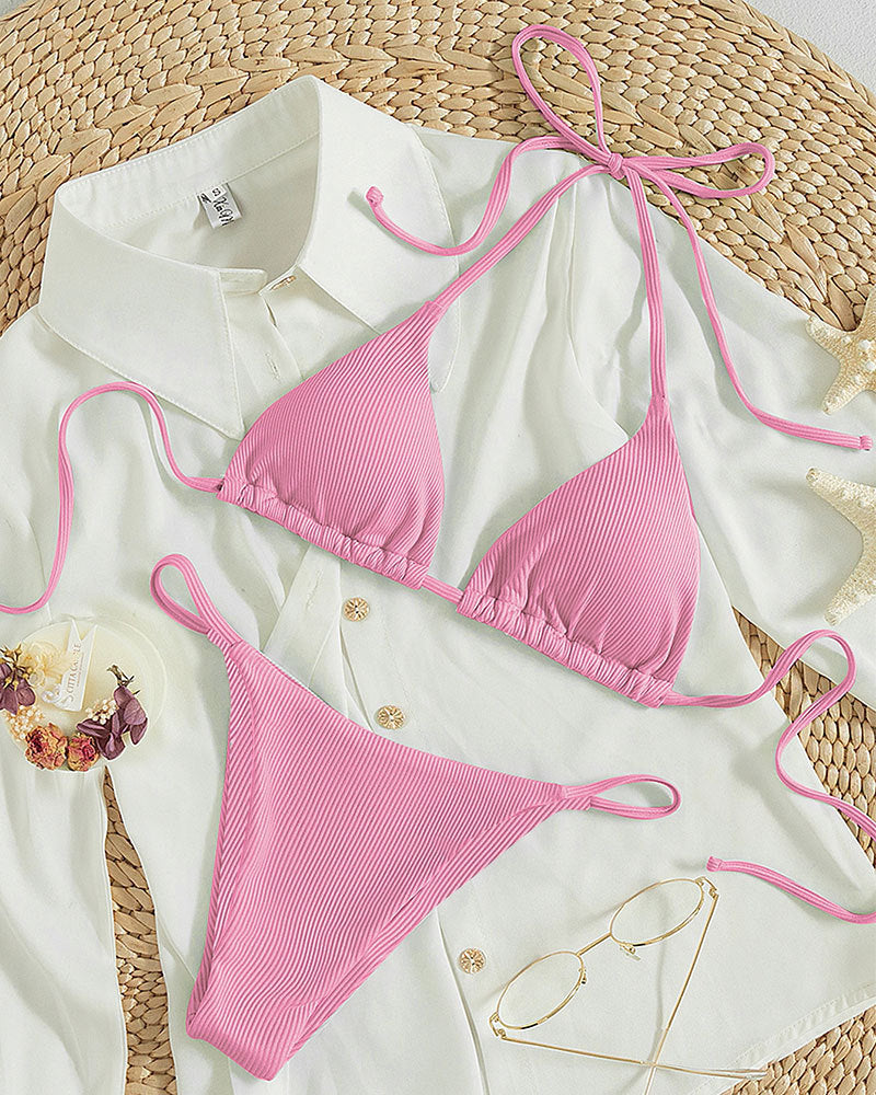 Hanging neck tie bikini