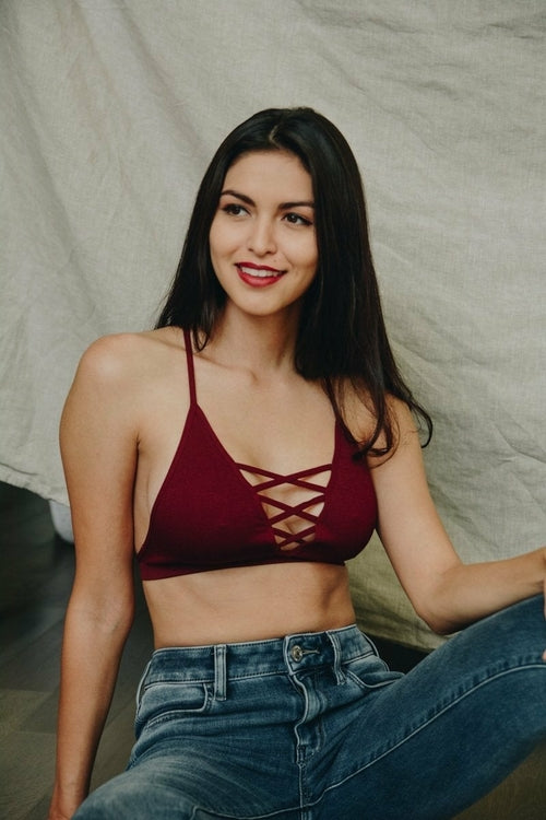 Seamless Lace Up Racerback Bralette